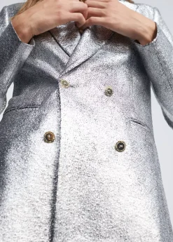 Blazer cruzada plateada