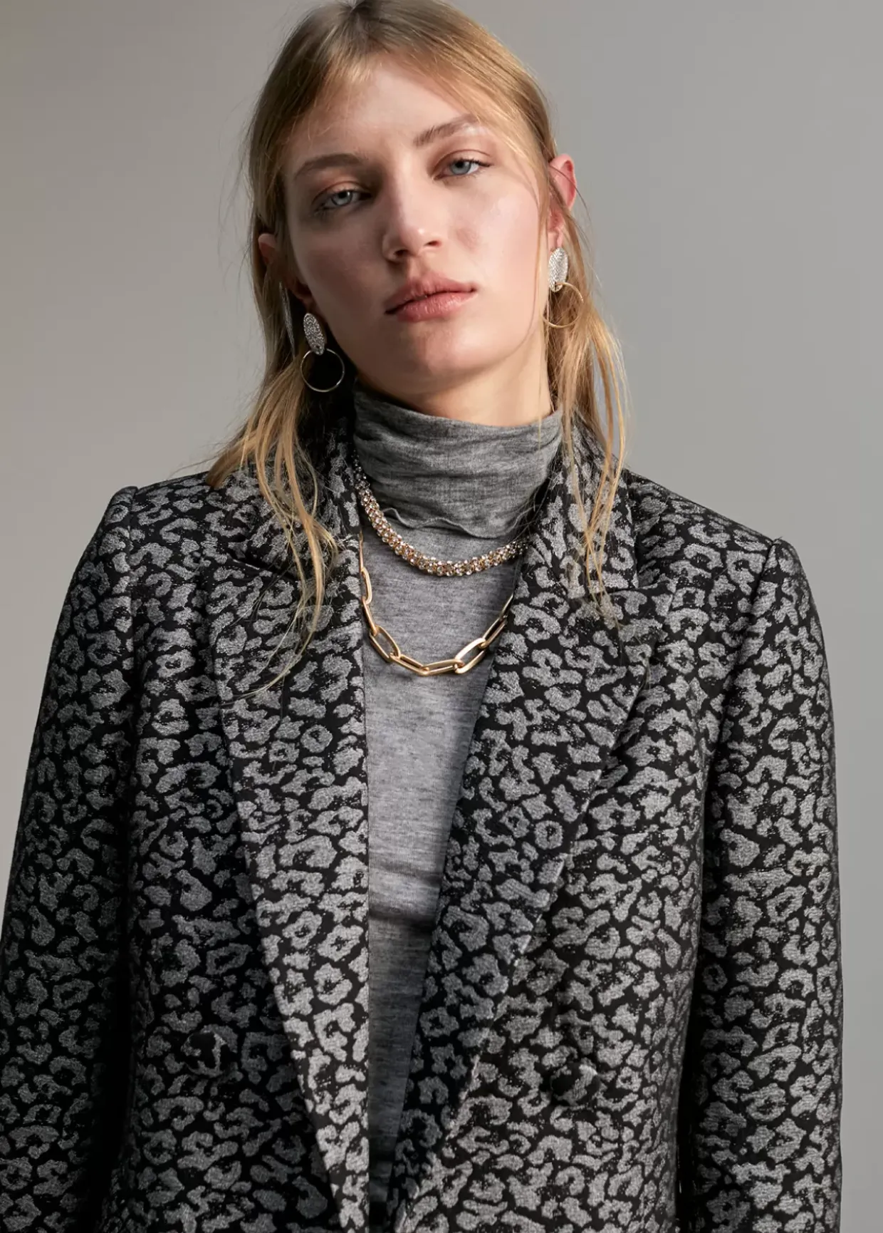 Blazer jacquard animal print