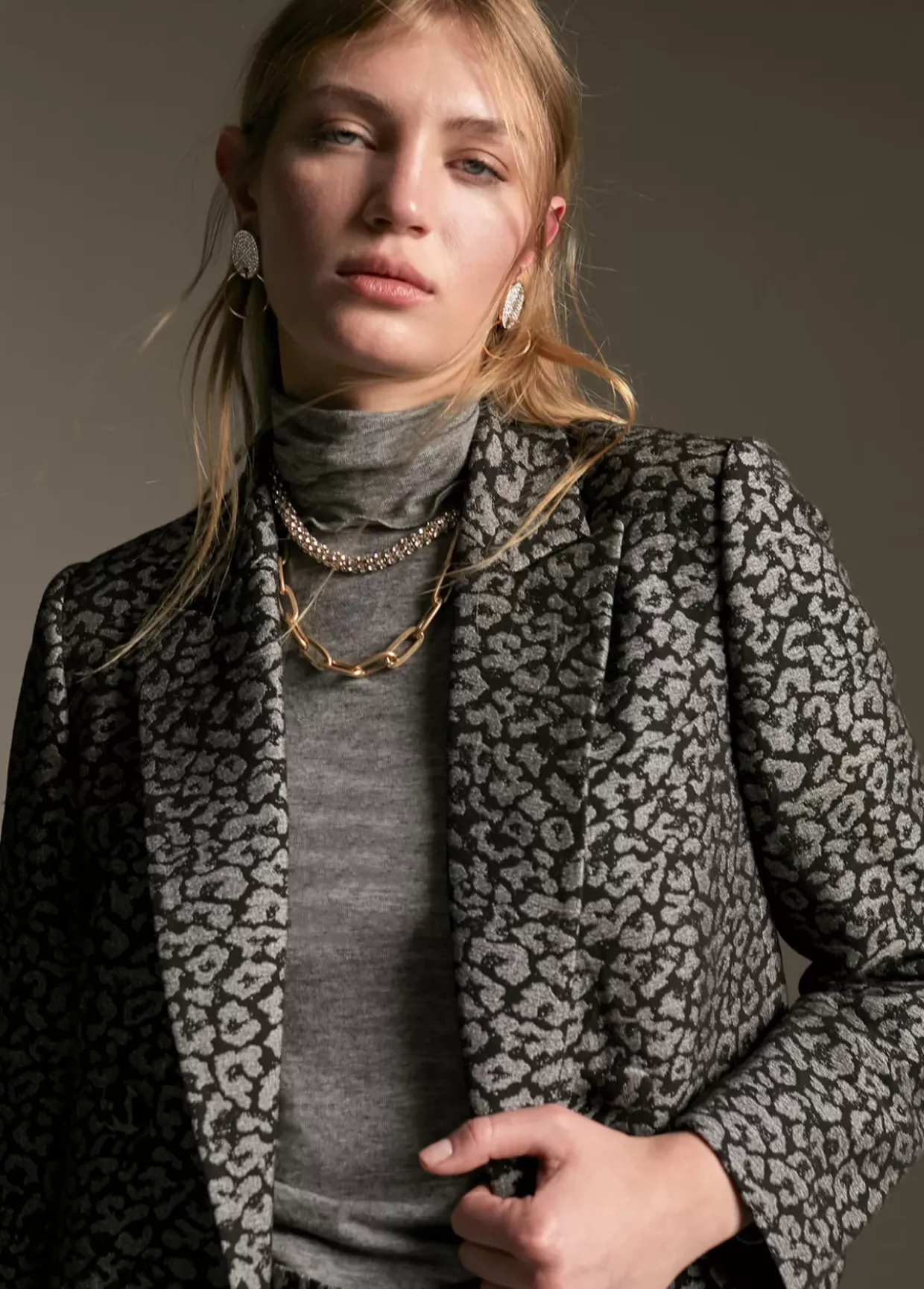 Blazer jacquard animal print