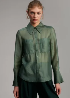 Blusa bolsillos transparencia