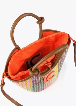 Bolso bandolera tipo cesta multicolor