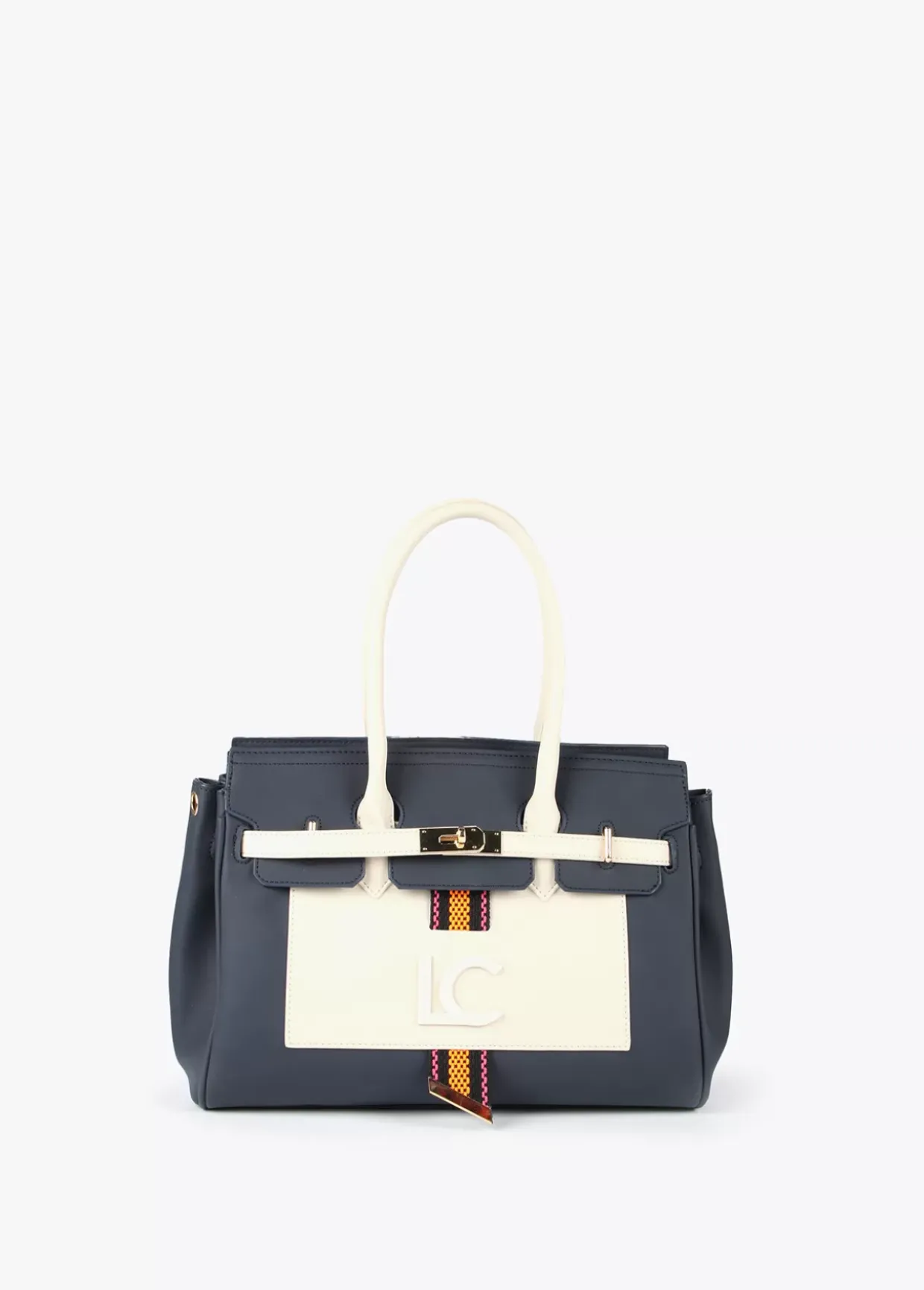 Bolso shopper azul y blanco