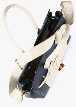 Bolso shopper azul y blanco