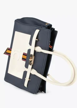 Bolso shopper azul y blanco