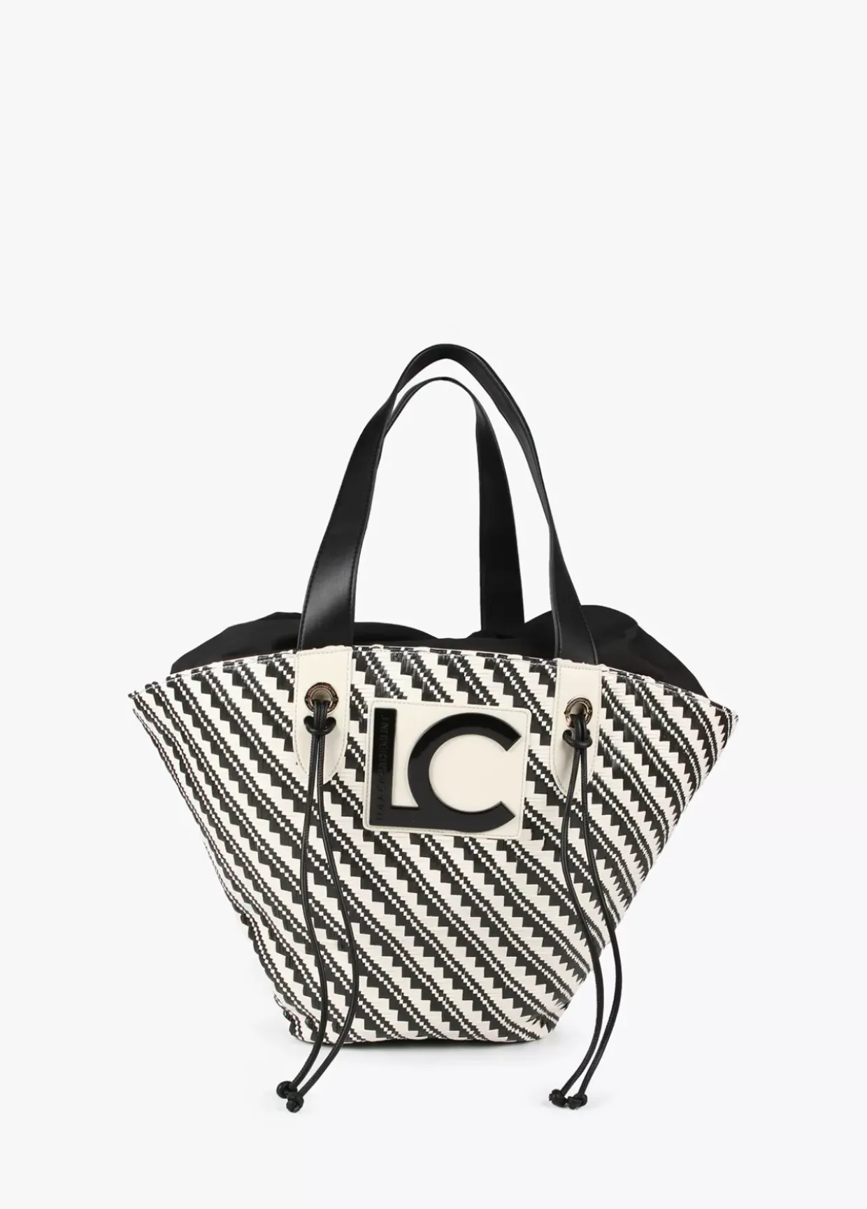 Bolso tipo cesta en efecto rafia