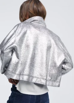 Bomber craquelado plata