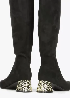 Bota caña alta con tacón dorado