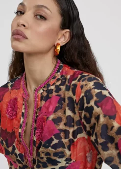 Caftan corto estampado