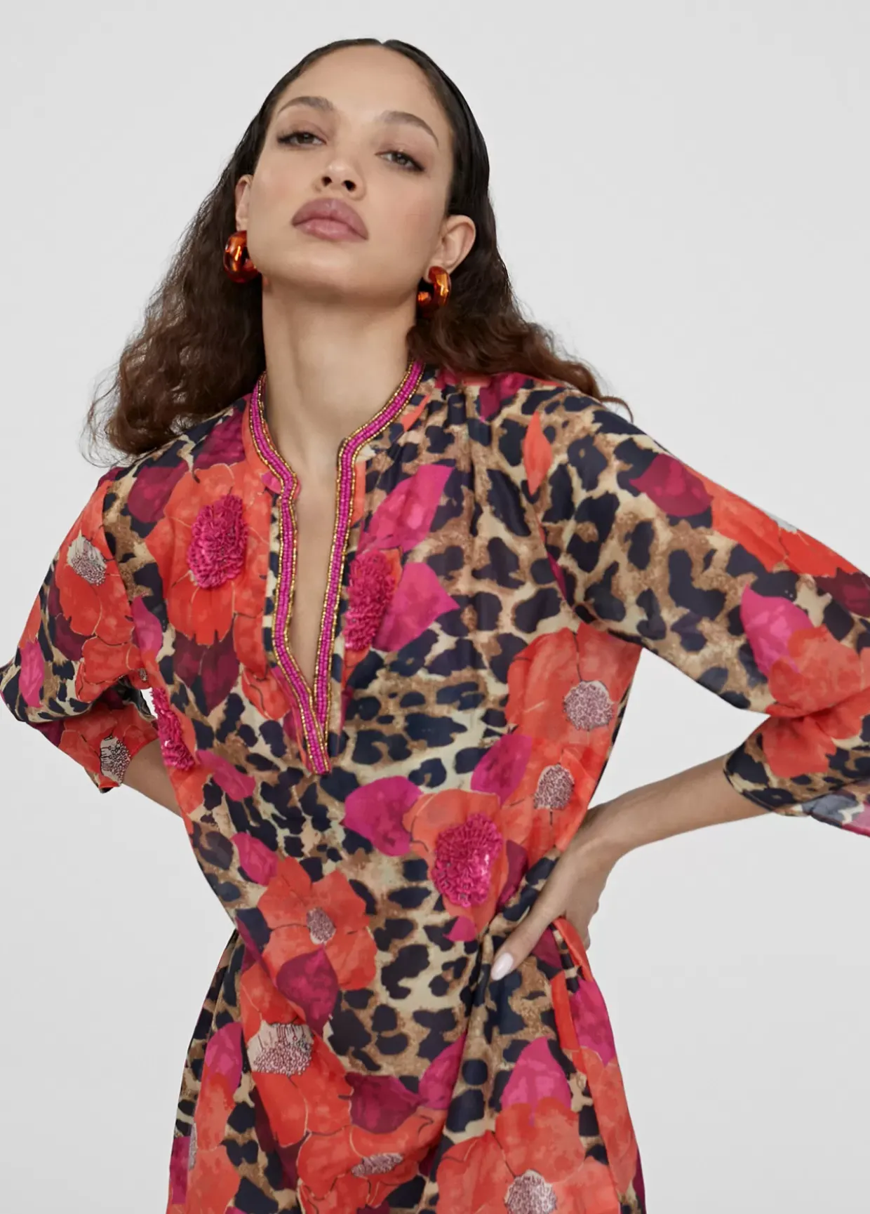 Caftan corto estampado