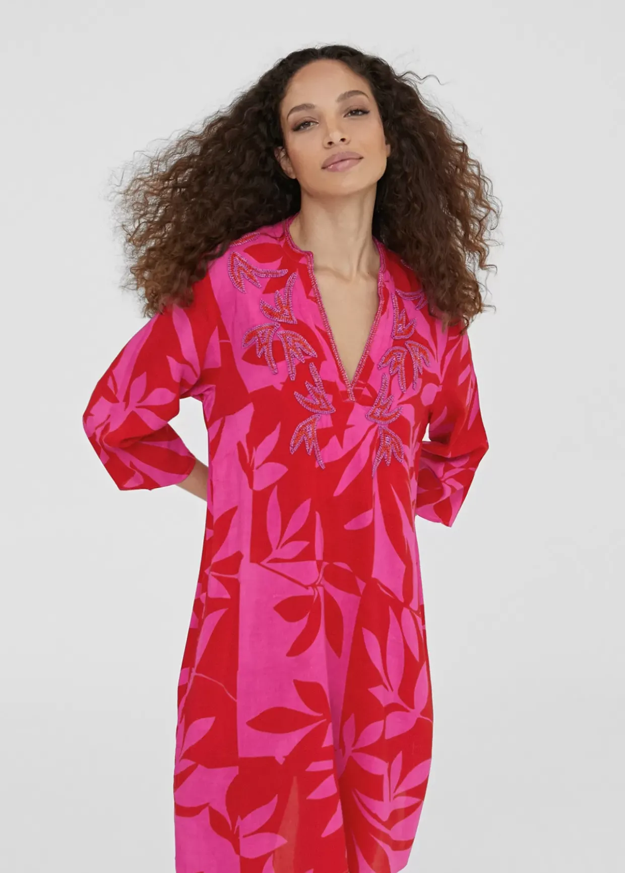 Caftan corto estampado