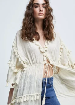 Caftan largo con pompones