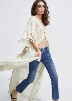 Caftan largo con pompones