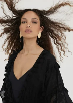 Caftan largo con pompones