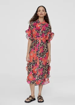 Caftan midi estampado combinado