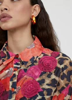 Caftan midi estampado combinado