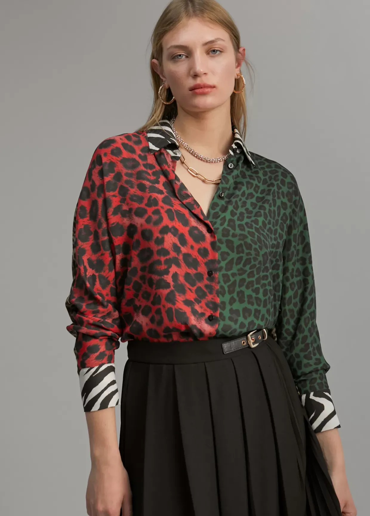 Camisa animal print combinada