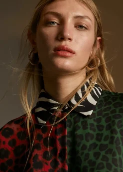 Camisa animal print combinada