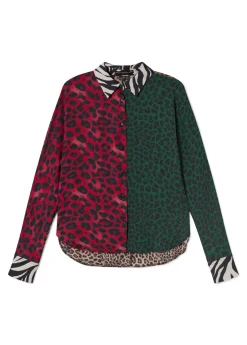 Camisa animal print combinada