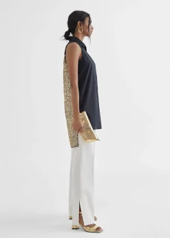 Camisa larga con bordado fantasia