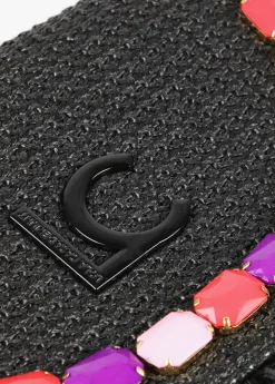 Cartera de mano con piedras de color