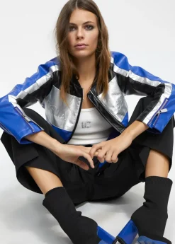 Cazadora biker tricolor