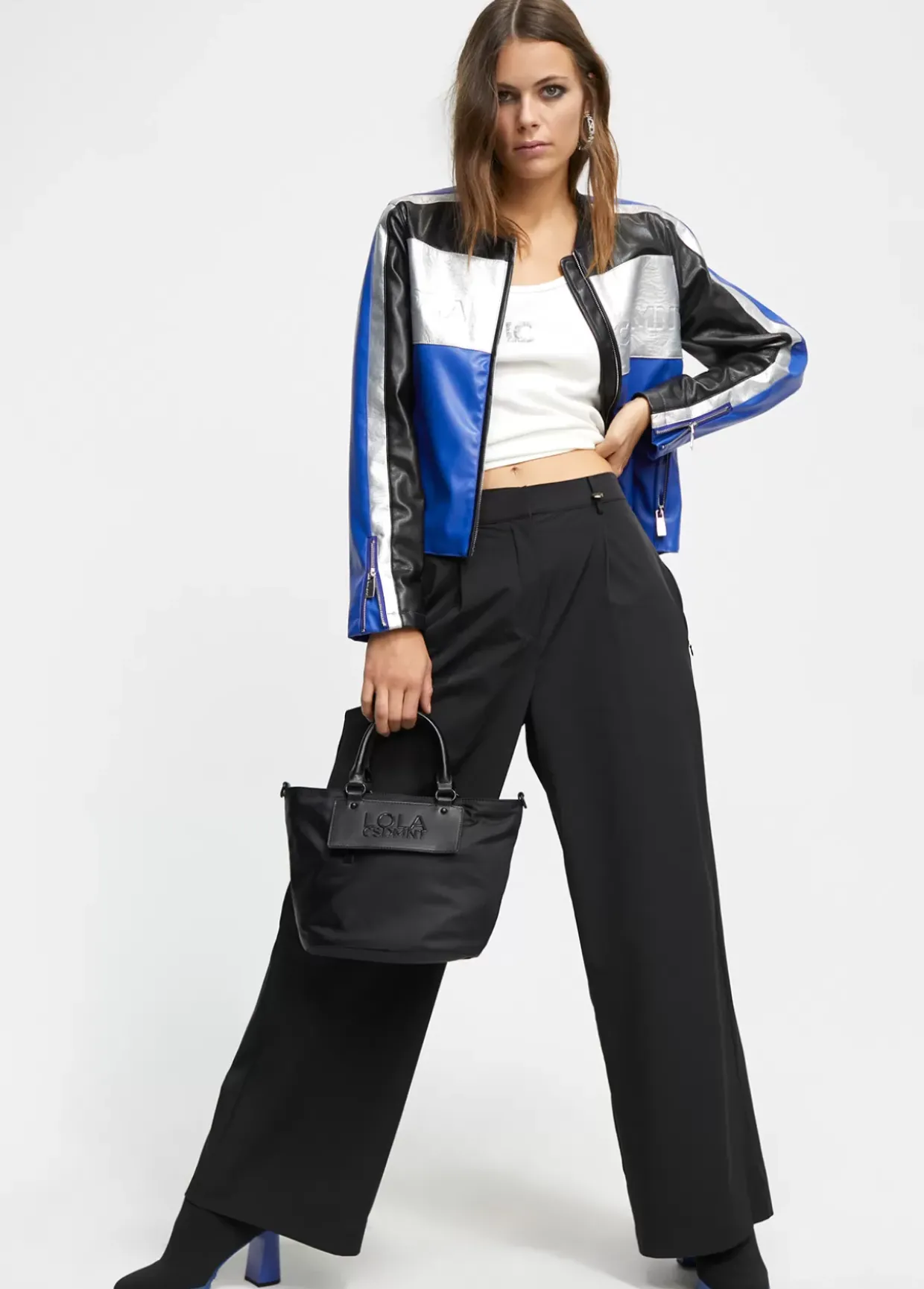 Cazadora biker tricolor