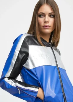 Cazadora biker tricolor