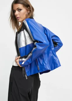 Cazadora biker tricolor