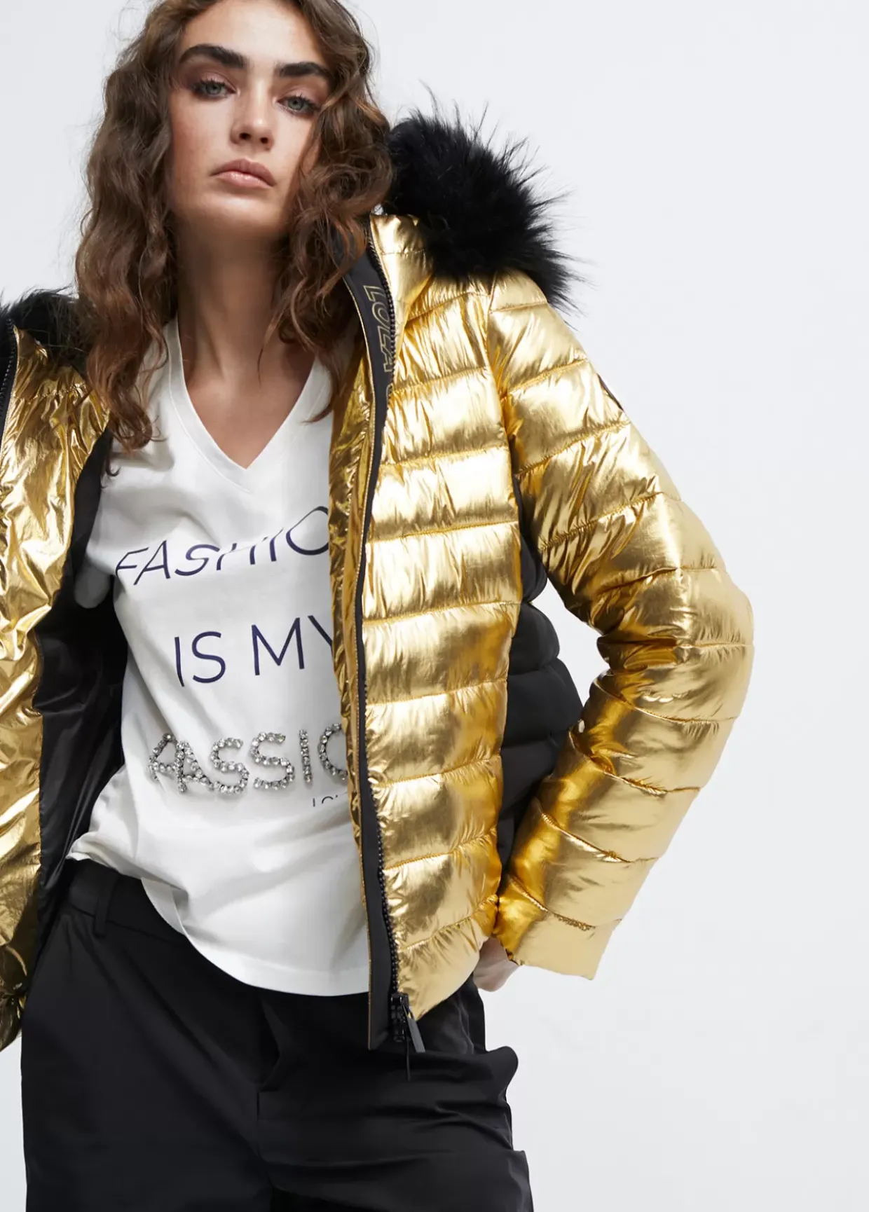 chaqueta acolchada metalizada