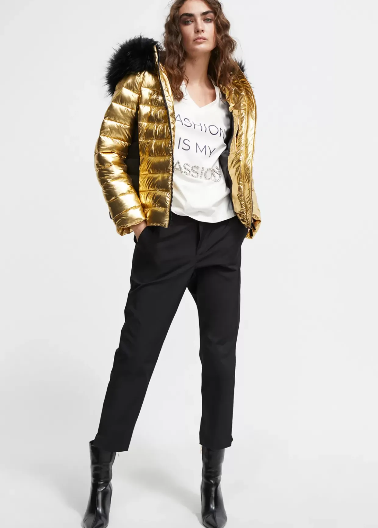 chaqueta acolchada metalizada