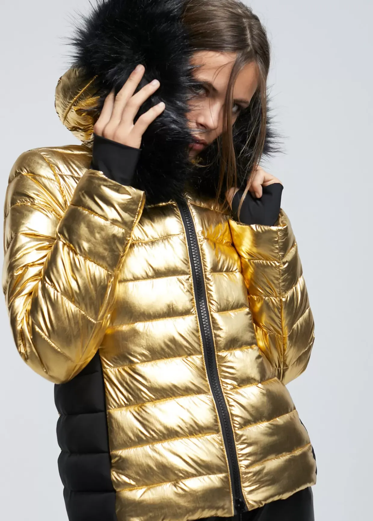 chaqueta acolchada metalizada