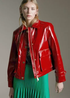 Chaqueta efecto charol