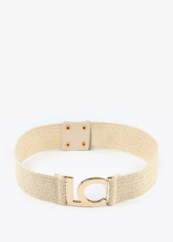 Cinturón elástico efecto ráfia