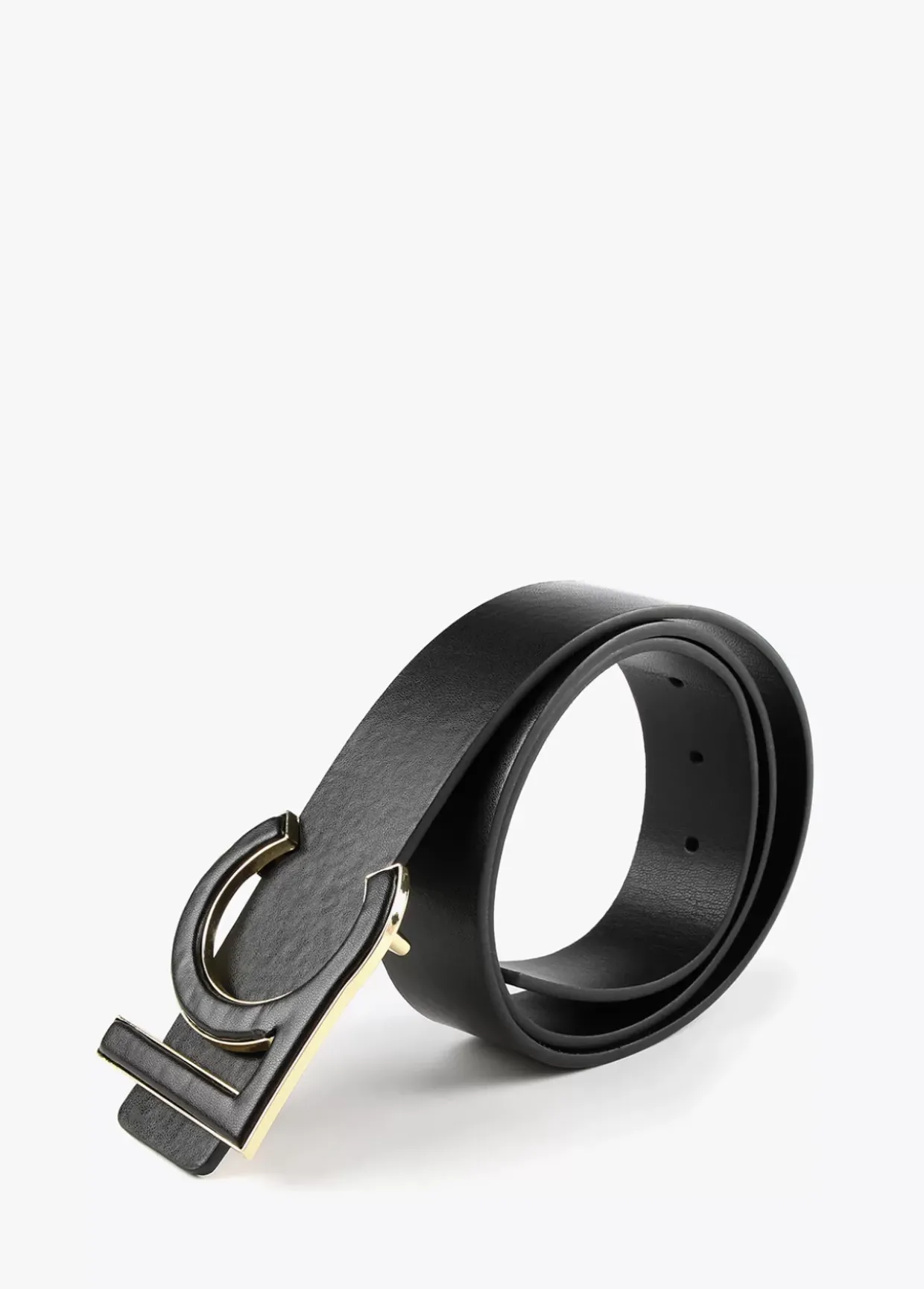 Cinturón hebilla forrada efecto piel