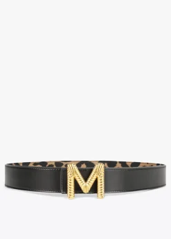 Cinturón reversible estampado animal y negro