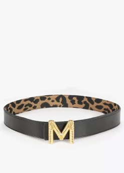 Cinturón reversible estampado animal y negro