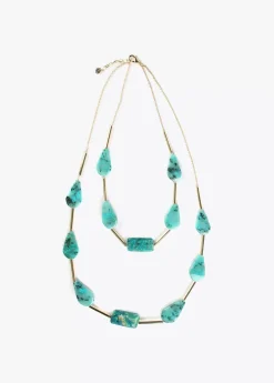 Collar con cadena doble turquesa