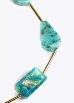 Collar con cadena doble turquesa