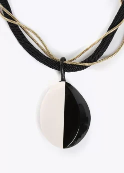 Collar cordón blanco y negro