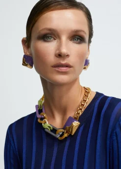 Collar gargantilla dorado con colores combinados