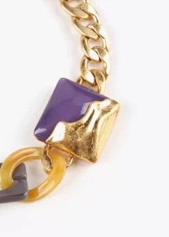 Collar gargantilla dorado con colores combinados