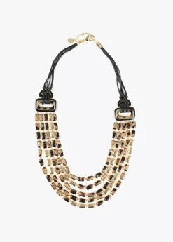 Collar multi cadena animal print
