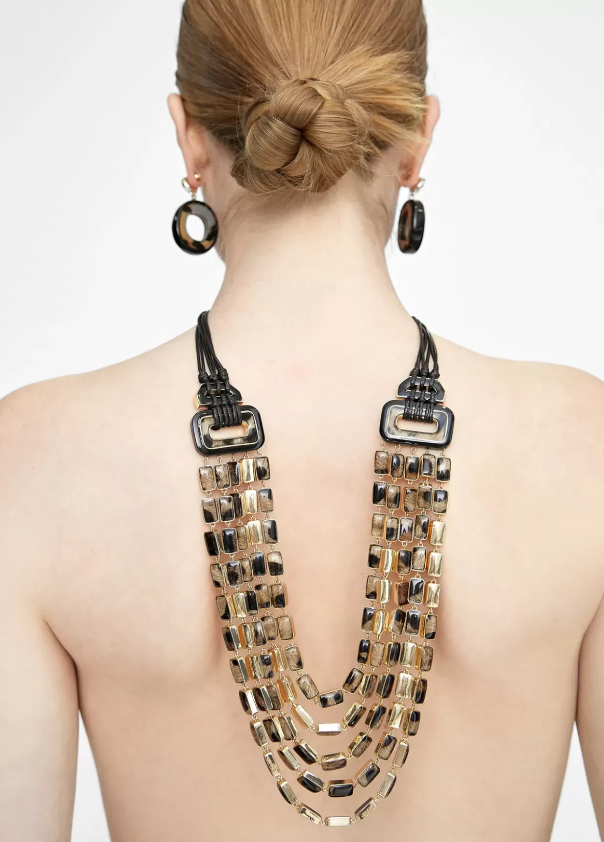 Collar multi cadena animal print