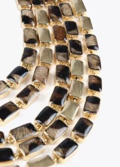 Collar multi cadena animal print