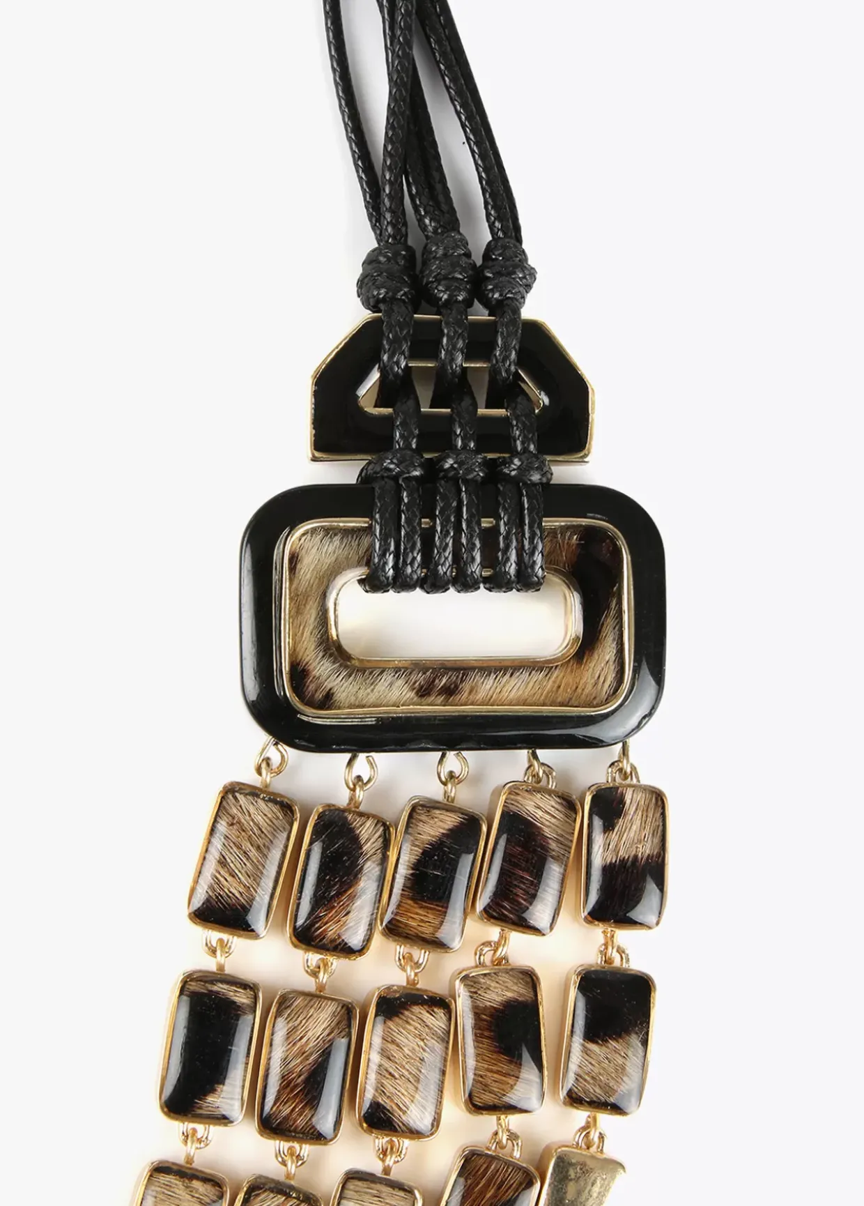 Collar multi cadena animal print