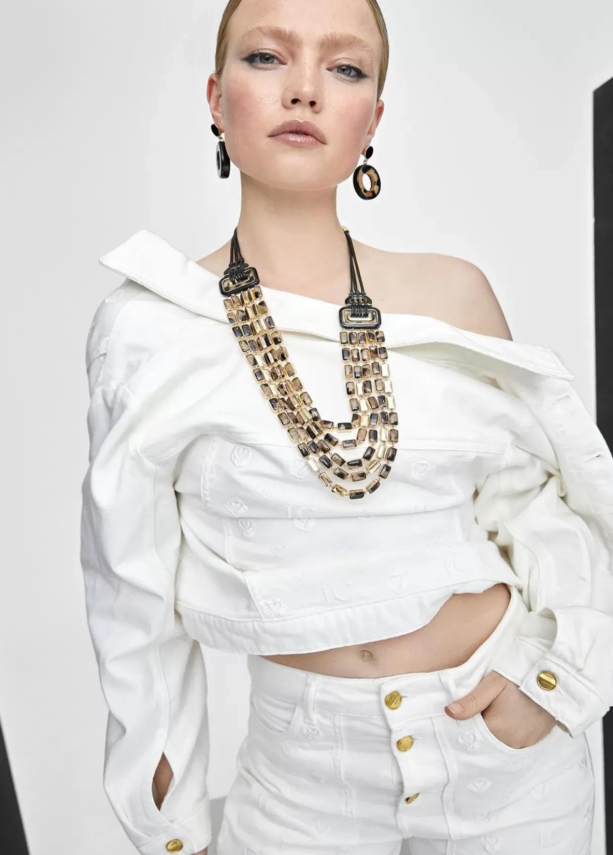 Collar multi cadena animal print