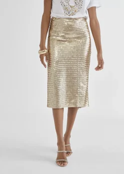 Falda lápiz metalizada
