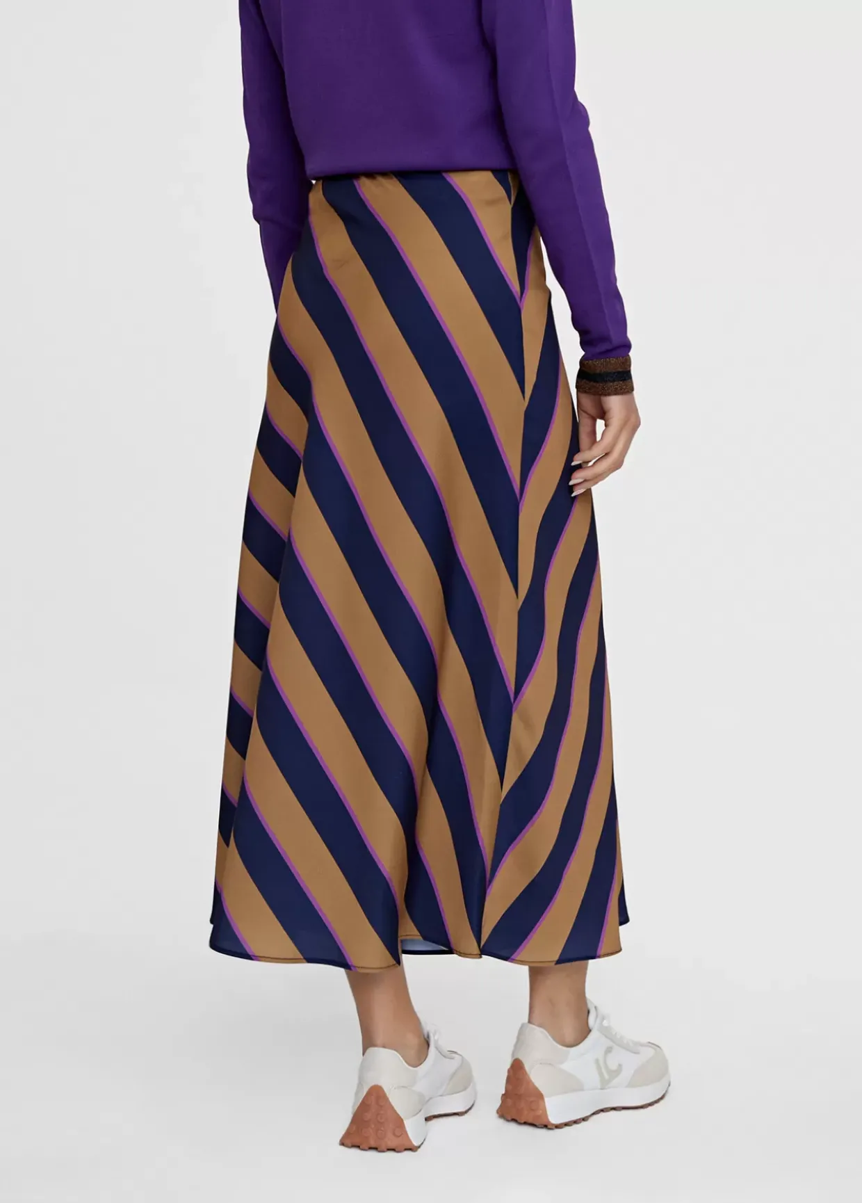Falda midi de rayas