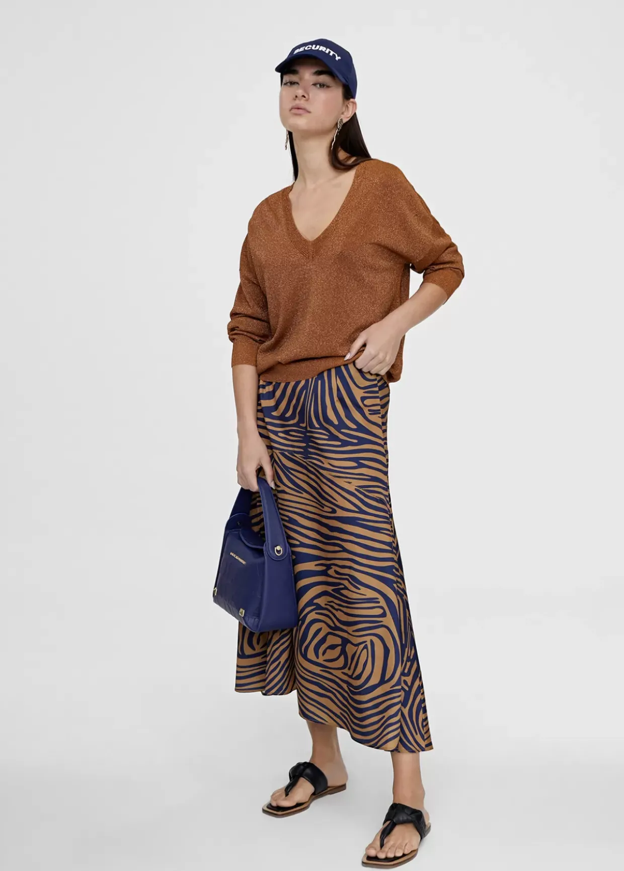 Falda midi estampado cebra