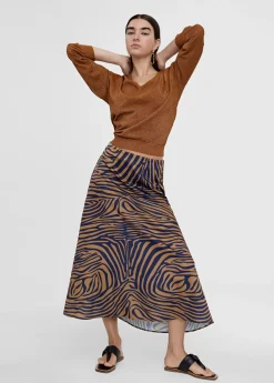 Falda midi estampado cebra
